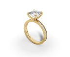 Nova Princess Shape Ring in 18K yellow gold with diamonds on the band, set with a LOYA diamond